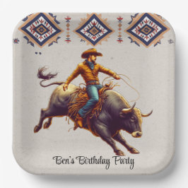 Western Cowboy Bull Rider Aztec Geburtstagsparty Pappteller