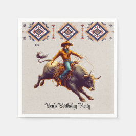 Western Cowboy Bull Rider Aztec Geburtstagsparty Serviette