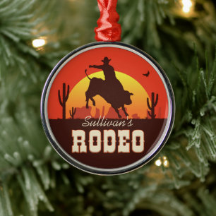 Western Cowboy Bull Rider Rodeo Ornament Aus Metall