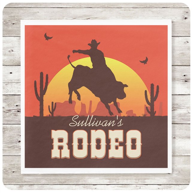 Western Cowboy Bull Rider Rodeo Serviette (Von Creator hochgeladen)