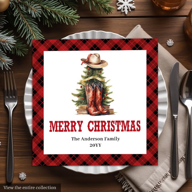 Western Cowboy Country Christmas Paper Napkins Serviette (Western Cowboy Country Christmas Paper Napkins)