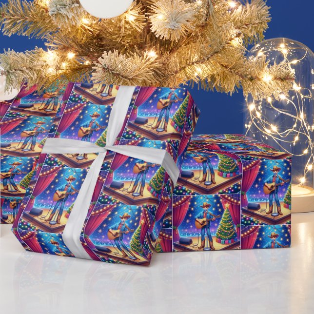 Western Cowboy Country Sänger Weihnachten Geschenkpapier (Feiertage)