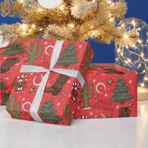 Western Cowboy Country Weihnachtswrapping Paper Geschenkpapier