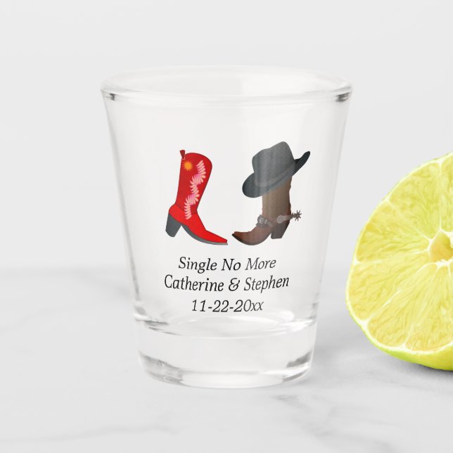 Western Cowboy Cowgirl Boots Country Wedding Event Schnapsglas (Vorderseite)