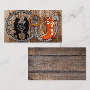 Western Cowboy Cowgirl Horseshoe Wagon Wheel Visitenkarte