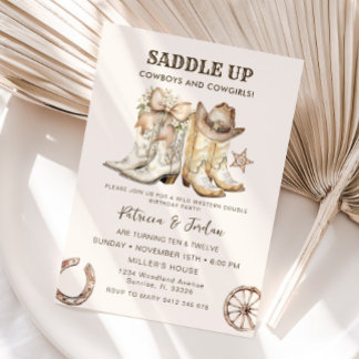 Western Cowboy Cowgirl Joint Geburtstag Einladung