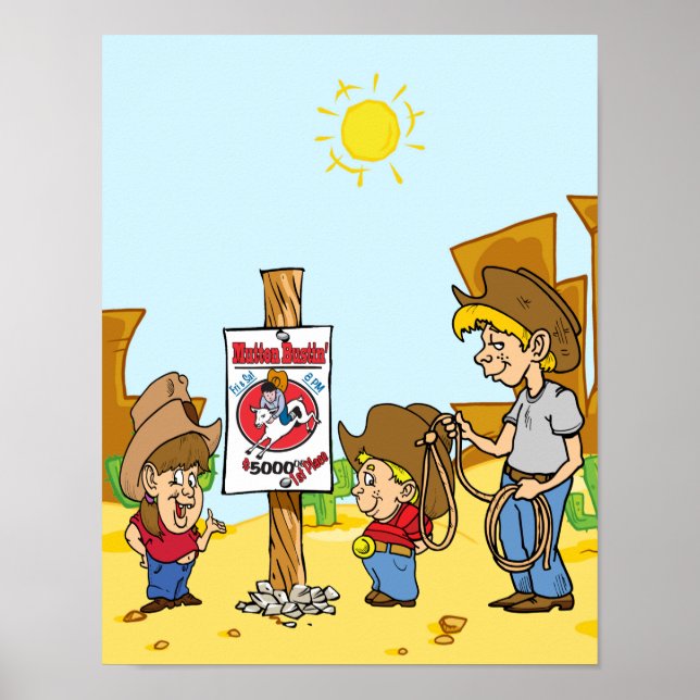 Western Cowboy Cowgirl Kid Mutton Bustin Poster (Vorne)