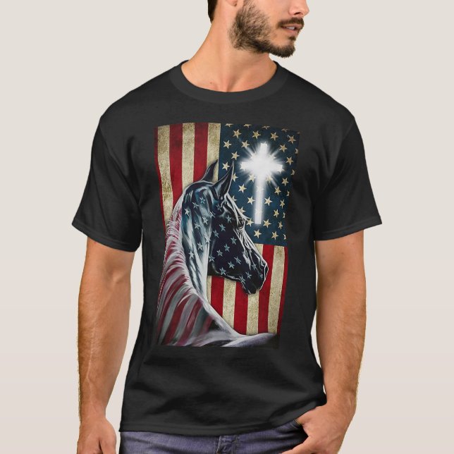 Western Cowboy Cowgirl Patriot Pferd Jesus Cross U T-Shirt (Vorderseite)