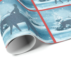 Western Cowboy Cowgirl Pferd Winter Szene Verpacku Geschenkpapier