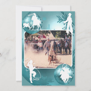 Western Cowboy Cowgirl Roping Holiday Card 2 Seite Feiertagskarte