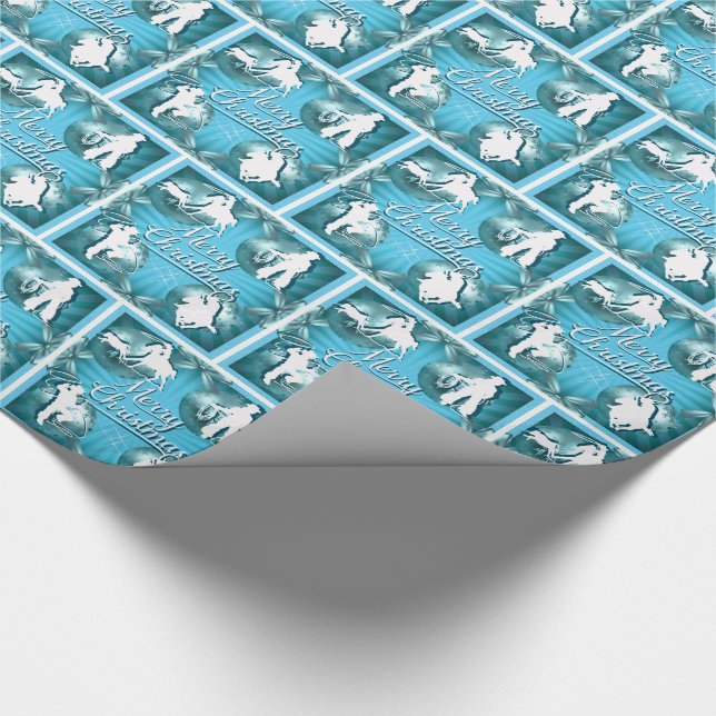 Western Cowboy Cowgirl Roping Weihnachtsgeschenke  Geschenkpapier (Ecke)