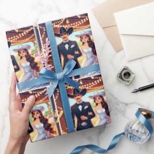 Western Cowboy Cowgirl Wedding Geschenkpapier