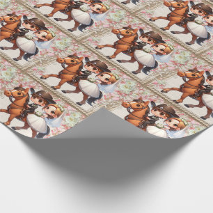 Western Cowboy Cowgirl Wedding Geschenkpapier