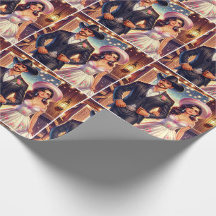 Western Cowboy Cowgirl Wedding Geschenkpapier