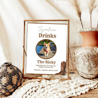 Western Cowboy Dog Unterschrift Drinks Hochzeitsre Poster