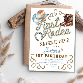 Western Cowboy Erste Rodeo 1. Geburtstag Einladung