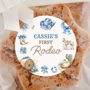 Western Cowboy erste Rodeo-Geburtstagsfeier Runder Aufkleber