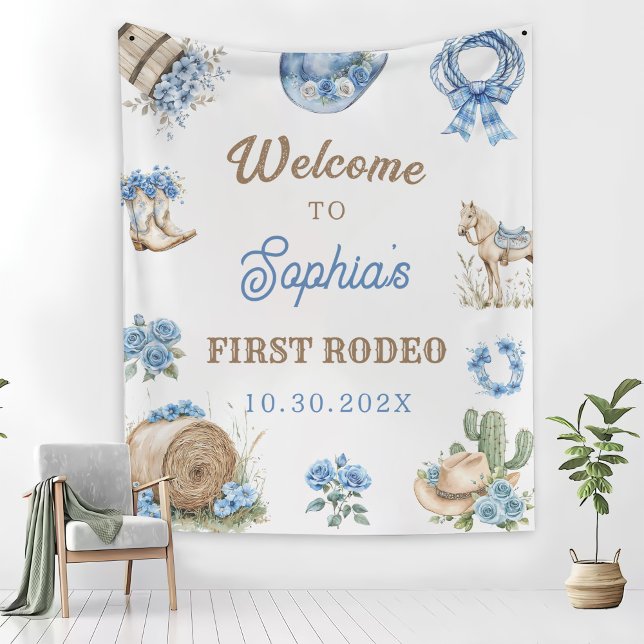 Western Cowboy erste Rodeo-Geburtstagsfeier Wandteppich (Von Creator hochgeladen)