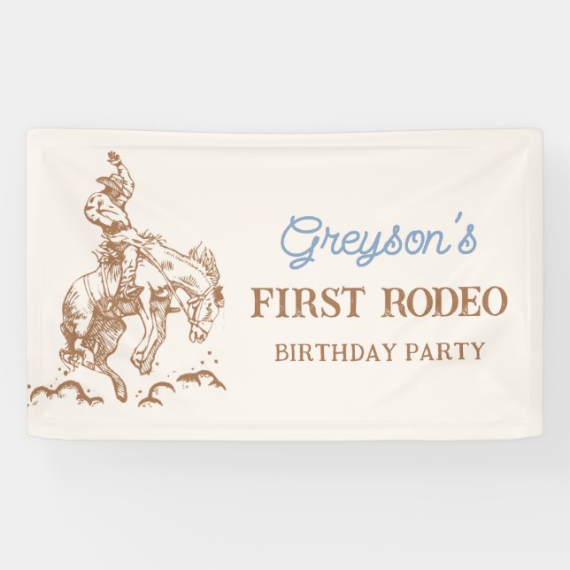 Western Cowboy First Rodeo 1. Geburtstag Banner (Horizontal)