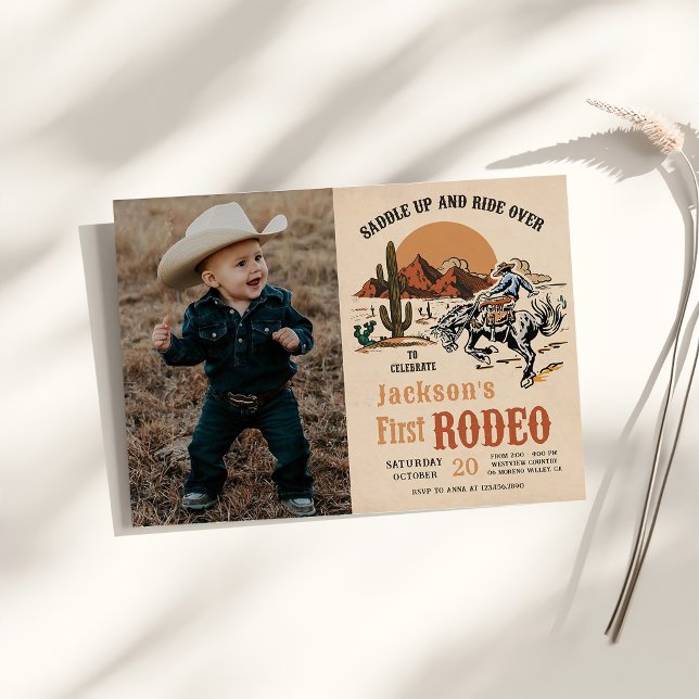 Western Cowboy First Rodeo 1. Geburtstag Foto Einladung (Von Creator hochgeladen)