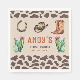 Western Cowboy First Rodeo Boys Geburtstag Serviette