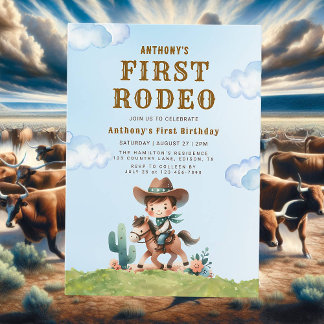 Western Cowboy First Rodeo Einladung zum 1. Geburt