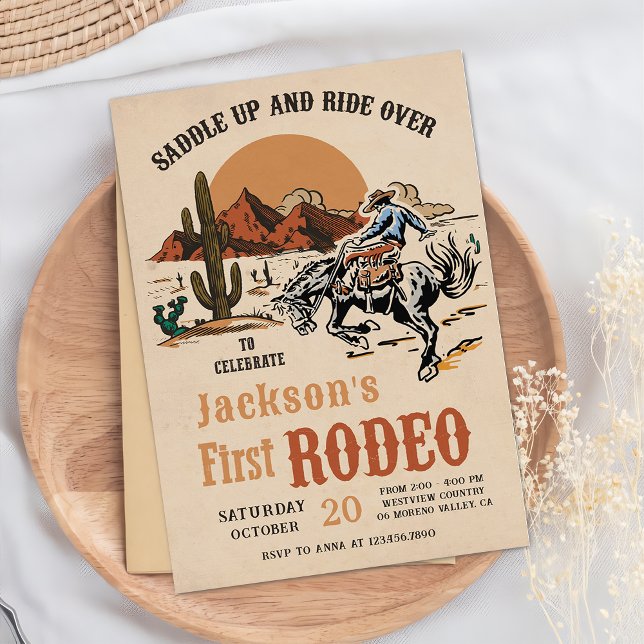 Western Cowboy First Rodeo Einladung zum 1. Geburt (Von Creator hochgeladen)
