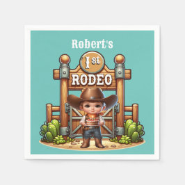 Western Cowboy First Rodeo Geburtstag Custom Serviette