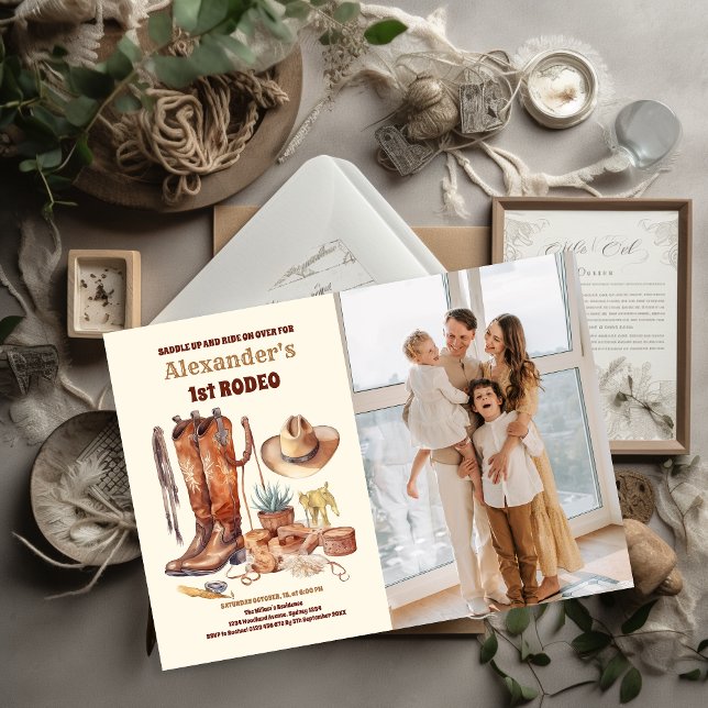 Western Cowboy First Rodeo Geburtstag Einladung (Von Creator hochgeladen)