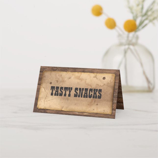 Western Cowboy Food Zelt Card Platzkarte (Vorderseite)