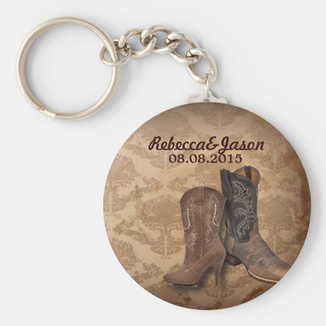 Western Cowboy Gastgeschenk Hochzeit Schlüsselanhänger (Vorne)