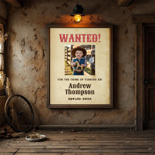 Western Cowboy Geburtstag Gesucht Poster