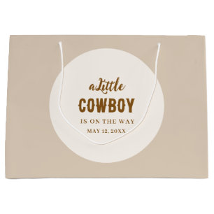 Western-Cowboy-Geschenktasche - einfarbig Sandweiß Große Geschenktüte