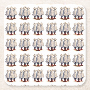 Western Cowboy Ghosts Spooky Halloween Muster Rechteckiger Pappuntersetzer