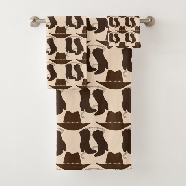 Western Cowboy Hat and Boots Badhandtuch Set (Insitu)