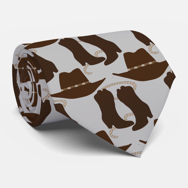 Western Cowboy Hat and Boots Krawatte (Gerollt)