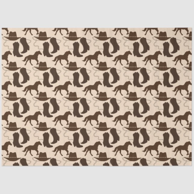 Western Cowboy Hat Boots Pferd Seidenpapier (Vorderseite)