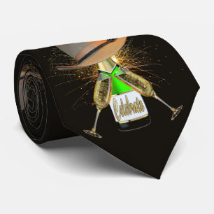Western Cowboy Hat Champagne Fireworks Necktie Krawatte