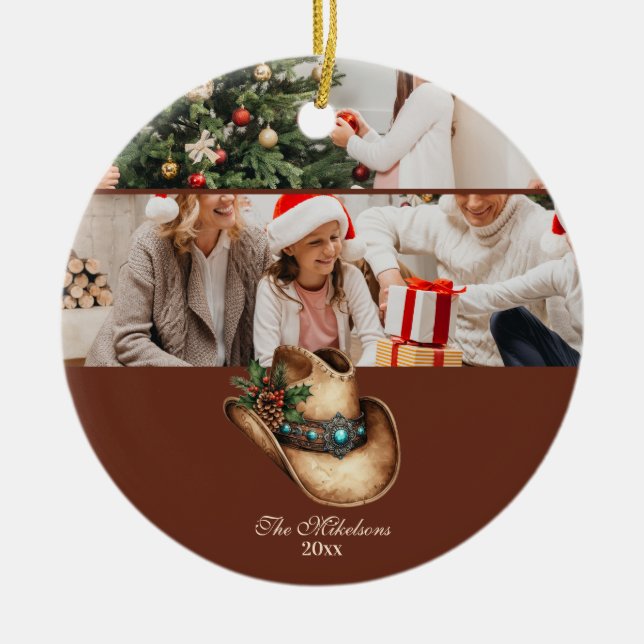 Western Cowboy Hat Christmas Keramik Ornament (Vorne)