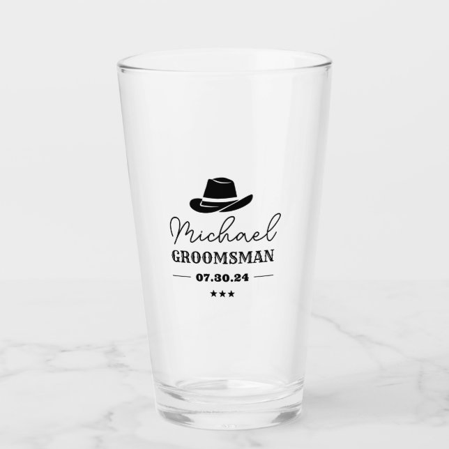 Western Cowboy Hat Classic Personalisierte Trauzeu Glas (Vorderseite)