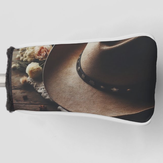 Western Cowboy Hat mit Florals Golf Headcover (Vorderseite)
