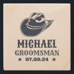 Western Cowboy Hat Personalisiert Trauzeuge Trauze Steinuntersetzer<br><div class="desc">Personalisierte Geschenke für Trauzeugen und Trauzeuge mit Western Cowboy Thema. Dekoriert mit Cowboyhut mit Vintagem Western Schriftart. Text- und Hintergrundfarbe können mit dem Design-Tool bearbeitet werden,  um Ihren Bedürfnissen gerecht zu werden. Holen Sie sich dieses individuelles Geschenk für Hochzeiten,  Bachelor-Party,  Verlobungsfeier oder andere besondere Anlässe.</div>