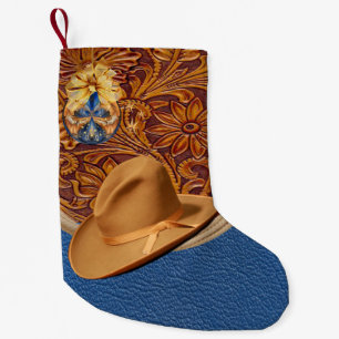 Western Cowboy Hat und Seile Imitate Leder Kleiner Weihnachtsstrumpf