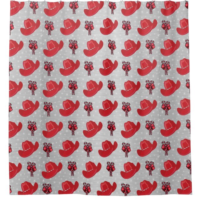 Western Cowboy Hats und Canes Duschvorhang (Vorderseite)