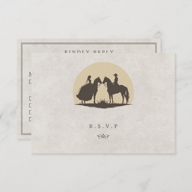 Western Cowboy Hochzeitsmahlzeiten UAWG RSVP Karte (Vorne/Hinten)