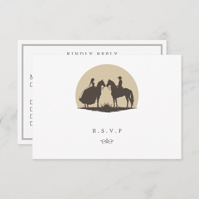 Western Cowboy Hochzeitsmahlzeiten UAWG RSVP Karte (Vorne/Hinten)