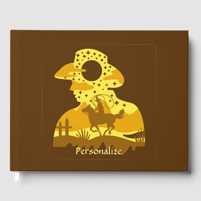 Western Cowboy Horse Lasso Wild West Gästebuch (Vorderseite)