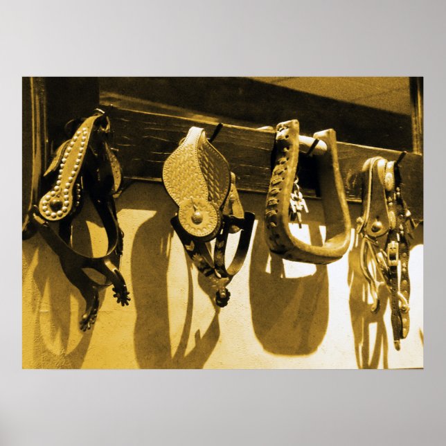 Western Cowboy Horse Stirrups & Leather Poster Art (Vorne)