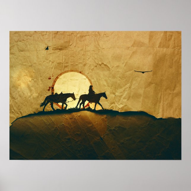 Western Cowboy Horseback Poster (Vorne)