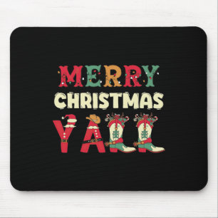 Western Cowboy Howdy Frohe Weihnachts Yall Cowgirl Mousepad
